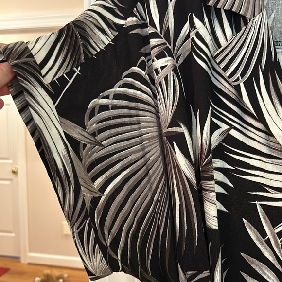 Torrid Rayon Slub Button front collared dress in Palm leaves black - Picture 12 of 16